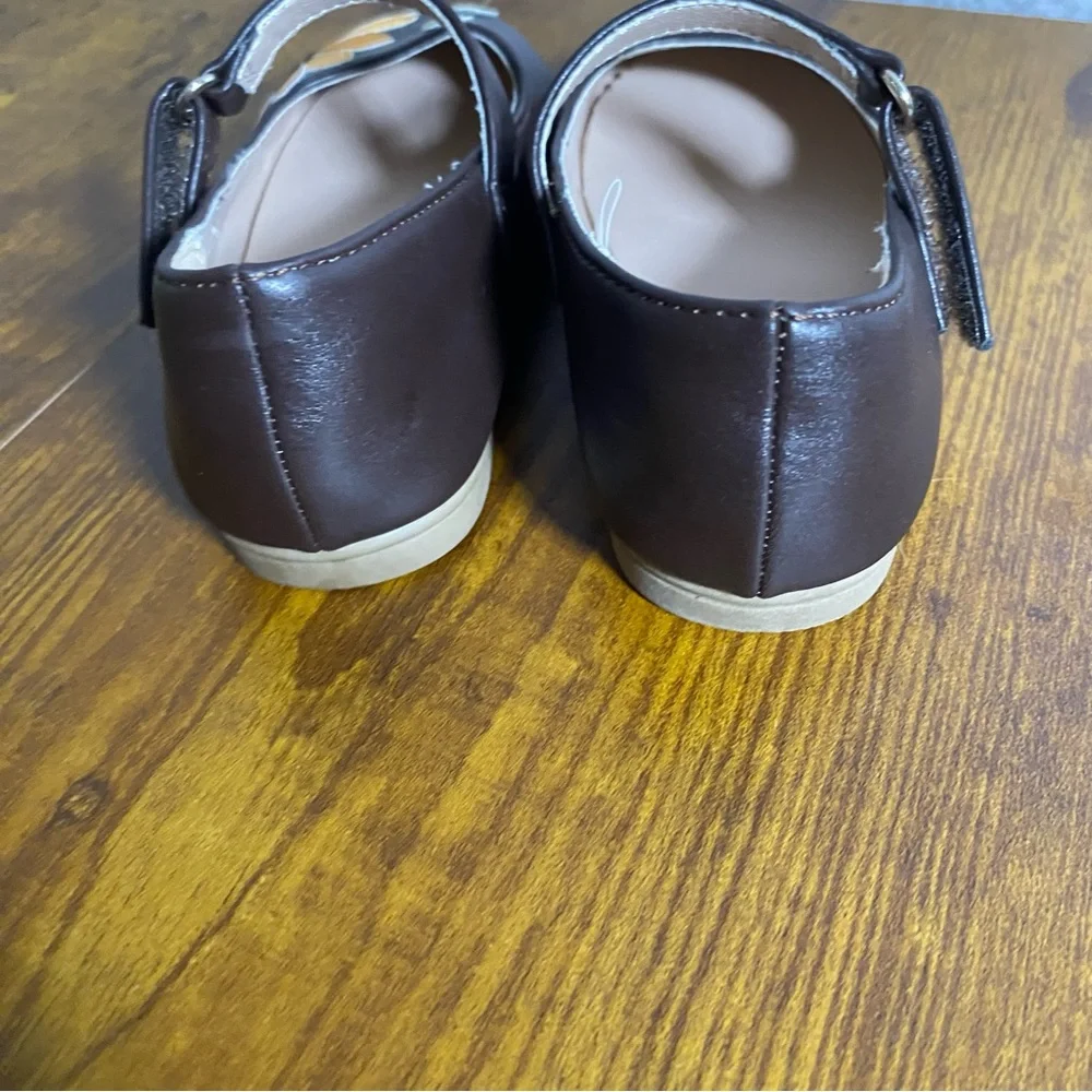 Gymboree Girls Brown Mary Jane Shoes Yellow Sunflower Accent toddler baby size 7